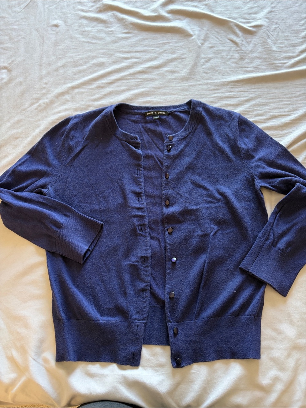 Cable & Gauge Women's Navy Button-Front Cardigan